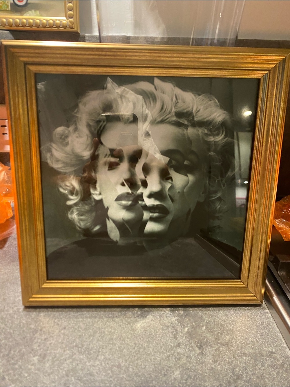 Marilyn Monroe Black and Gold Double Exposure Art Print - 10x10